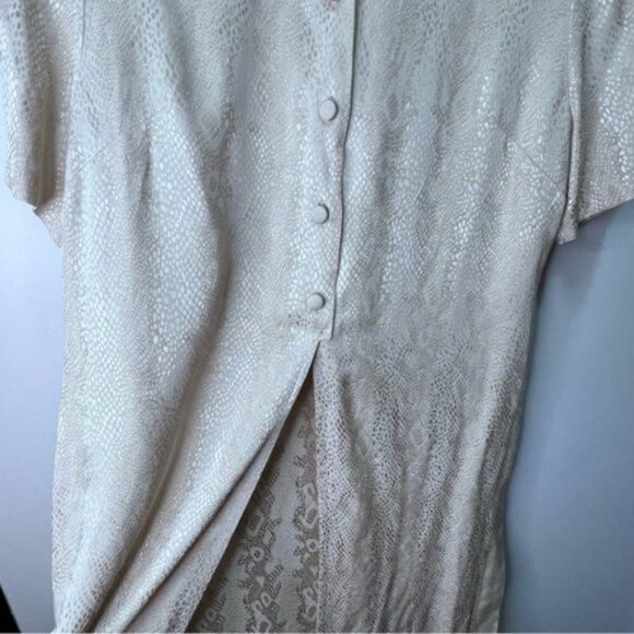 Vintage Jessica Open High Split Shirt Maxi Dress Snakeskin Print Size 10 Mobwife - Picture 4 of 13